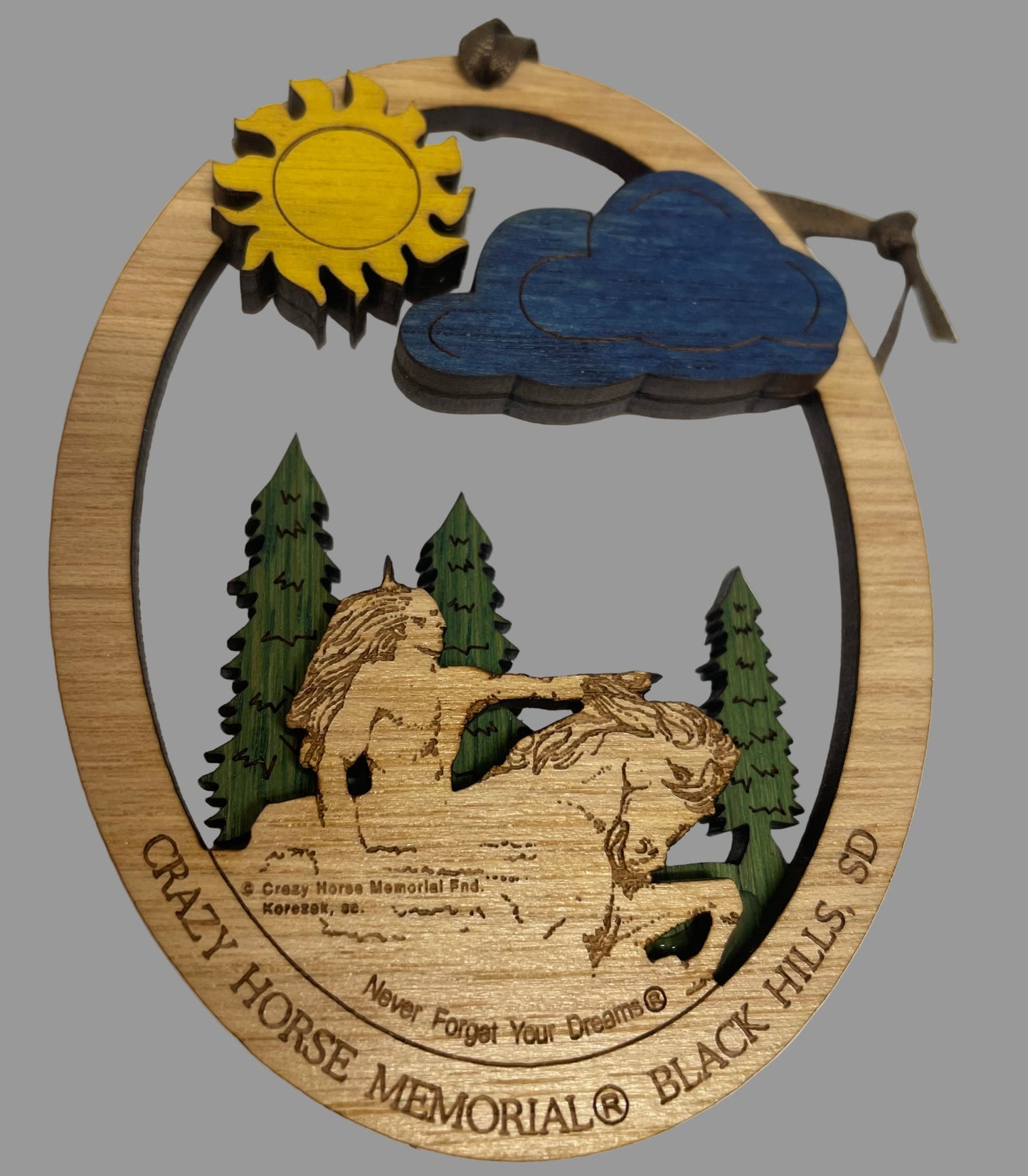 Trees and Sun Wooden Ornament