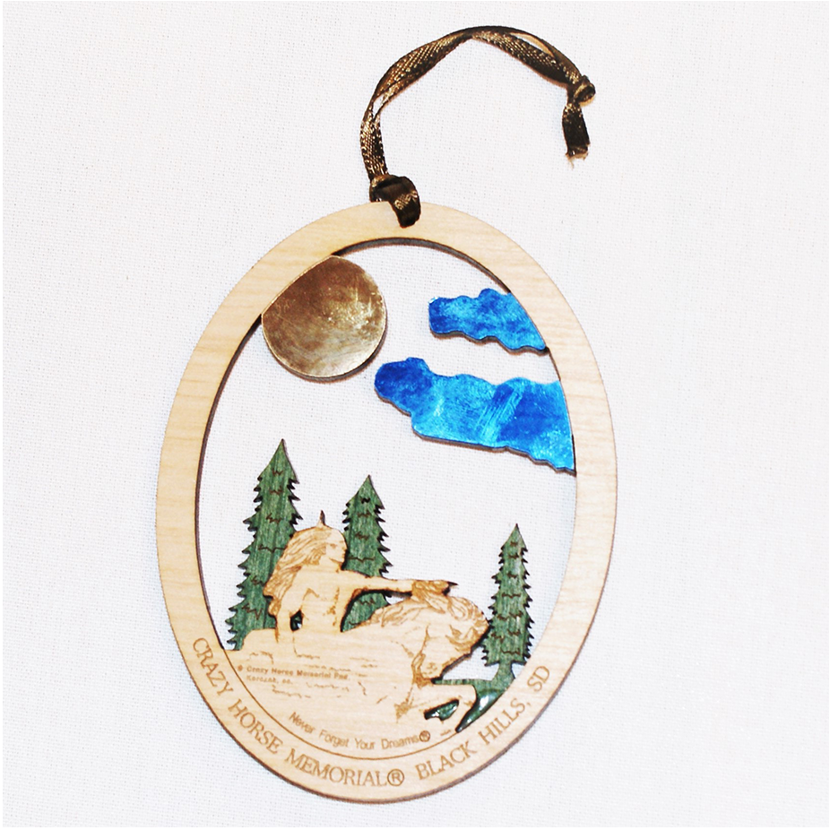 Trees and Sun Wooden Ornament